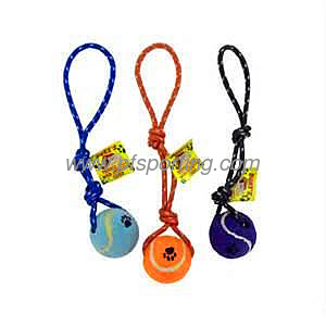 2.5inch pet tennis ball with rope string supplier
