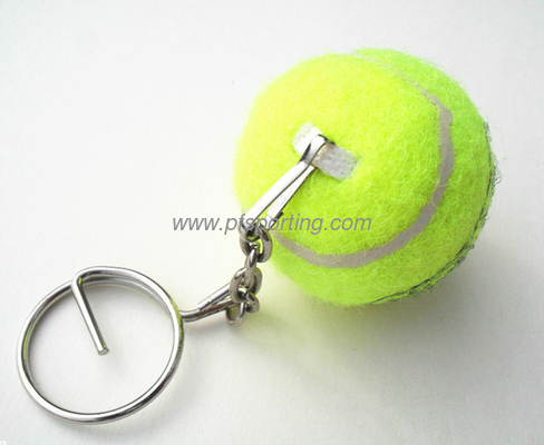 promotional logo printed tennis ball keychain supplier