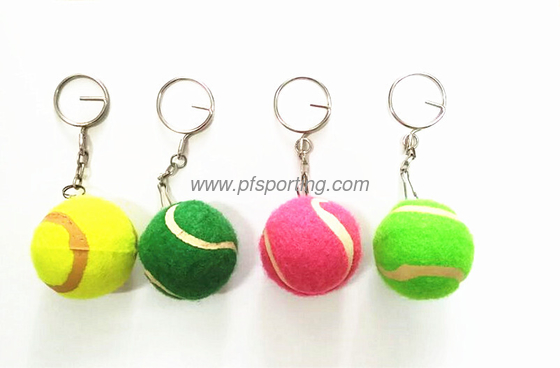 yellow custom logo tennis ball with keychain supplier