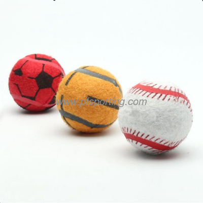 Dog Tennis Ball Toy Pet Chew Toy With Paw Prints Squeaky Dog Tennis Balls supplier