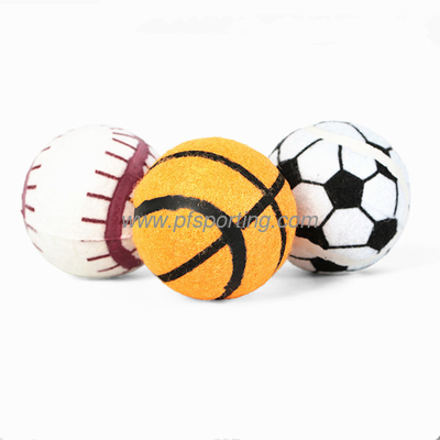 Dog Tennis Ball Toy Pet Chew Toy With Paw Prints Squeaky Dog Tennis Balls supplier